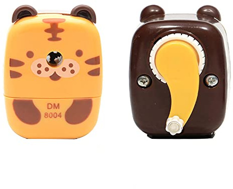 Bleistiftspitzer aus Metall, mit Griff, Cartoon-Tier-Anspitzer für Kinder, Studenten, Büro, Schule (Tiger, 1 Stück)