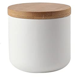 Ceramic Food Storage Jar with airtight Sealed Bamboo lid Sealed Food Storage Container Canister can be Used for Tea, Coffee, Spices, etc. (White 7.03oz/200ml)