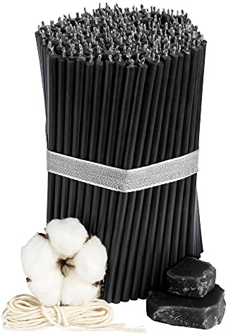 Diveevo Kirchliche Bienenwachskerzen №100-250 Stk. I hochwertige & geweihte Ritualkerzen L-16,5 cm Ø-5,7 mm I 50 Min Brenndauer in schwarz I 1 kg dünne Kerzen tropf- und rauchfrei