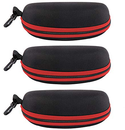 EKdirect 3pcs Sunglasses Case Hard Protective Eyewear Eyeglasses Glasses Box with Zip Hook (Red)