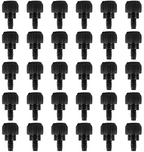 Jubaopen 30PCS Computer Case Thumb Screws M3.5 Computer Screws Kit PC Screws 6#-32×6mm Motherboard Screws Metal Alloy Thumb Screws for Cover Power Supply PCI Slots Hard Drives(1.5×0.9cm, Black)