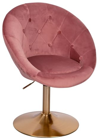 Wohnling Loungesessel Samt Rosa Gold, Drehstuhl Chesterfield | Clubsessel gepolstert mit Rückenlehne und Drehfunktion, Cocktailsessel für Wohnzimmer und Lounge, Polsterstuhl