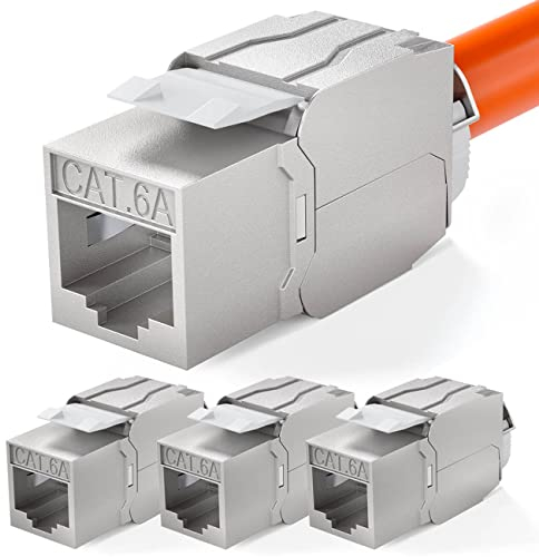 HB-Digital 4x CAT 6A Keystone Modulo RJ-45 Jack Connettore 500 MHz 10Gbit/s Cavo Internet LSA per Patch Panel Ethernet LAN