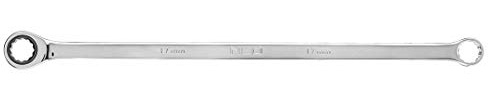 NEO TOOLS Ratschen-Doppelring-Schlüssel, lang, aus Chrom-Vanadium-Stahl (Cr V), mit integrierter Knarre mit 72 Zähnen, extrafeine 5 Grad Ratsche, verchromte, mattierte Oberfläche