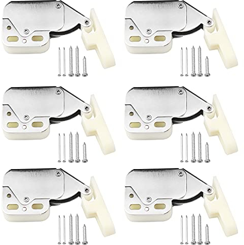 Aallo 6 Pezzi Mini Touch Fermo Porta Armadio Chiusure Scrocco a Molla con Viti per Ante Dell'armadio