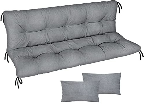 Ferocity Auflage für Hollywoodschaukel 185x50x50 Gartenbankauflage und 2 Kissen Palettenauflage Bankauflage Sitzkissen und Rückenkissen Polsterauflage Matratze Gartenpolster, Flachs [133]