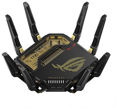 ASUS ROG Rapture GT-BE98 Edition 20 - Router Gaming Extensible AiMesh | WiFi 7 cuatribanda, 25 Gbps, 320 MHz, 4K-QAM, puertos 10G y 2,5G, AiProtection, VPN, y 4G LTE/5G Mobile Tethering