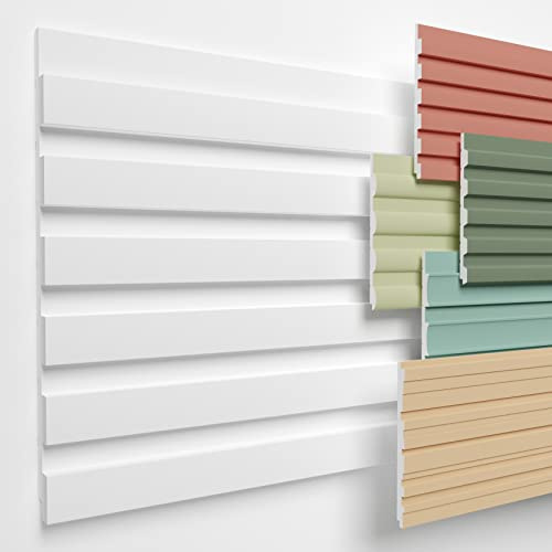HEXIMO Lamellenwand (0.46 m²) aus XPS - Lamellen Wandpaneele Lamellenverkleidung Akustikpaneele weiß (1 Paneel, HLM-1-01 weiß) zum streichen Wohnzimmer Styropor