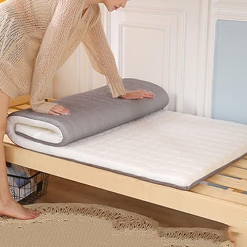 Reine De Surmatelas Ferme De 4cm D'épaisseur,Couvre-Matelas en Mousse Haute Densité avec Housse Lavable Amovible,Surmatelas en Mousse À Mémoire De Forme Complet,Blanc,70x190cm/28x75