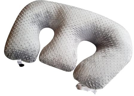 EHOTER Almohada de lactancia multifuncional doble almohada de maternidad almohada de lactancia para mujeres embarazadas, lavable a máquina, tela de algodón doble almohada de apoyo (gris)