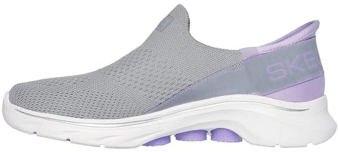 Skechers Damen GO Walk 7 MIA, Gray Textile/Lavender Trim, 41 EU
