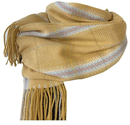 Leichter Damen-Schal, Winter, weicher Schal, großer karierter Pashmina-Schal, eleganter großer Kaschmir-Schal, Stola, Wolle, warm (Gelb bis)