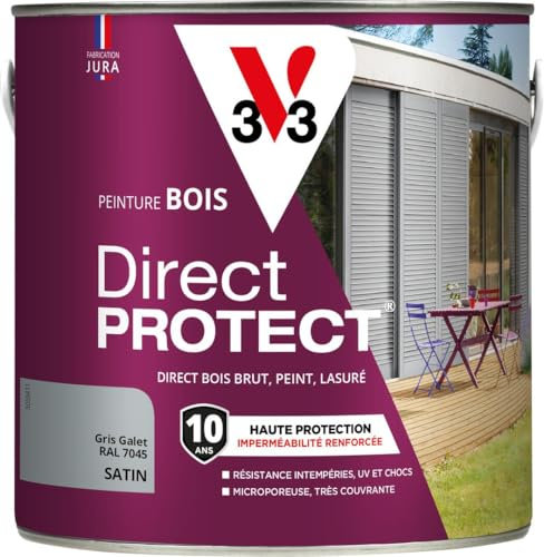 V33 Peinture bois Direct Protect® - Gris galet - 2L