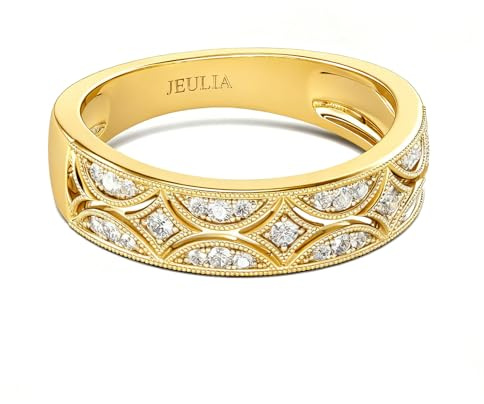 Jeulia Bagues en Argent Sterling 925 Milgrain Coupe Ronde Bague de Promesse d'Anniversaire pour Femme avec Boîte à Bijoux pour Ses Femmes Filles