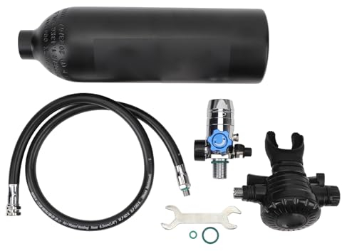 Alomejor Tauchflasche mit Großem Fassungsvermögen, Multifunktionale Sauerstoffflasche mit Druckentlastungsventil Zum Tauchen und Schnorcheln (Black)