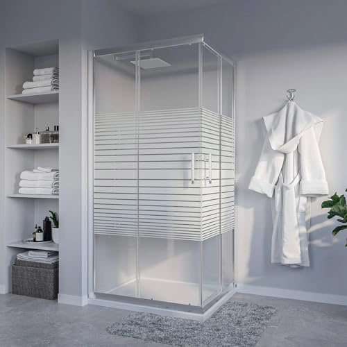 Box Doccia Angolare 2 Ante Scorrevoli 70x90 cm in Cristallo 6 mm H185cm Profilo Cromo