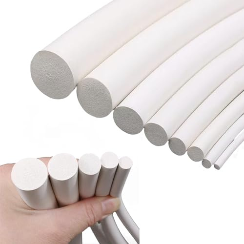 Estresen Bande d'étanchéité ronde en mousse de silicone de 12 mm de diamètre x 2 m de long, bande solide en éponge blanche douce et durable pour joints de bricolage, tampons, tubes en mousse, travaux