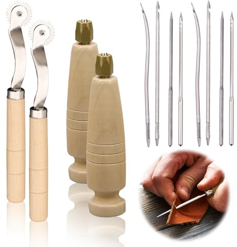 DERJDISF Ahle – 12-teiliges Nähahle, Lederwerkzeuge und Speedy Stitch Nähahle, ideales Reparaturwerkzeug zum Selbernähen und Reparieren von Canvas-Leder