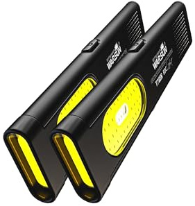 WARSUN T7 Pro EDC Torch, 400 Lumens Compact Pocket Flashlight, USB-C Rechargeable, IPX4 Water Resistant, Dual Material Body, Red & Blue Strobe Light (1, Black) (Black-2Pcs)