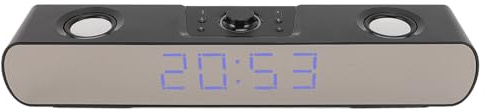 Fockety Altavoz Bluetooth para Computadora, Barra de Sonido Estéreo de Alta Fidelidad para PC con Reloj Despertador, Radio FM, Altavoz Auxiliar de 3,5 Mm para Computadora de Escritorio