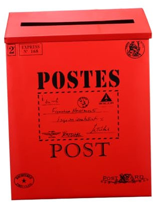 ORFOFE Retro Briefkasten Aus Eisenblech Mit Rostschutz Mit 2 Haken Zum Aufhängen Rote Dekoration Für Zuhause Und Fotos 29x22x6cm