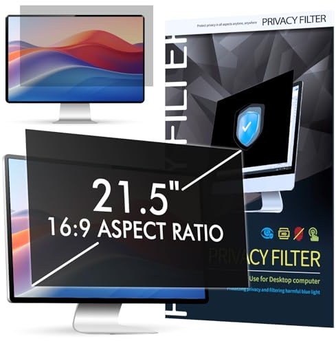 LAMA 21.5 Inch Computer Privacy Screen Filter, WxH: 476mm x 268mm, 16:9, Universal PC Monitor Protector, Privacy Protection, Anti Blue Light, Anti Glare, Anti-UV, Eye Protection