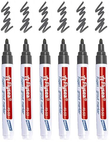 Bolígrafo de lechada, 6 piezas Bolígrafo de restauración de lechada con punta de repuesto, Bolígrafo de lechada resistente al agua, Bolígrafo de lechada para azulejos, Marcador de reparación para