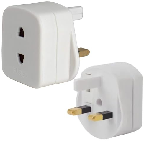 Electric Toothbrush Adapter Plug UK European to UK Plug Adaptor 3 pin to 2 pin Adapter with 1A Fuse For Toothbrush Charger Shaver Adaptor Plug Razor Epilators Bathroom Socket Shaver Converter 2 Pack