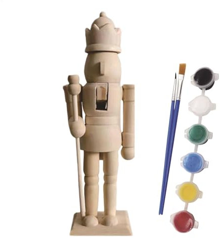 Wooden Nutcracker Unpainted | Nutcracker Soldier | Nutcracker Christmas Decorations | Paint Your Own Nutcracker Figures | Wood Nutcracker Unfinished with Paint Kit for Kids Adults All Ages Friends