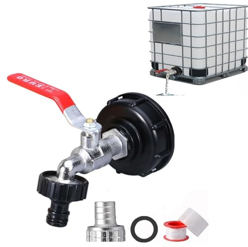 IBC Tank zubehör, 3/4 Zoll1000l wassertank zubehör auslaufhahn, S60x6 auslaufhahn regentonne, Garten Wassertank auslaufhahn Schlauchanschluss (Legierung 3/4)