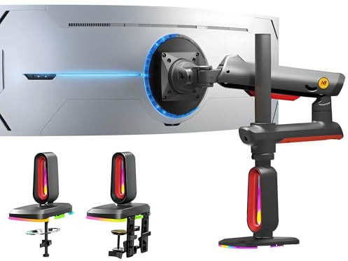 NB Ergonomic Bras de Moniteur pour Ultrawide Ecrans Jusqu'à 60 Pouces, Ultrahaute Support Ecran PC Charge Maximale de 20 kg, VESA 75 & 100 mm (Rouge)