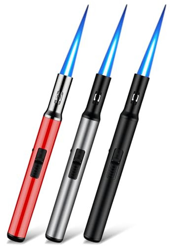 3 mecheros de varilla de gas rellenables, con forma de llama, varilla, 19 cm, eléctrico, resistente al viento, para velas, cocina, camping, barbacoa, chimenea, regalos para hombres (sin gas)