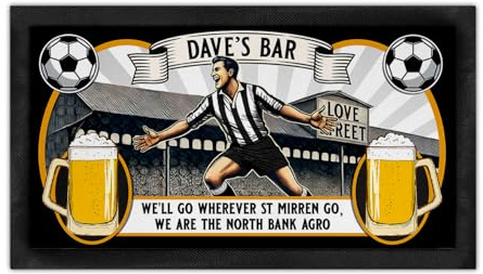 Personalised Bar Runner St Mirren Football Fan Rubber Beer Mat Home Pub Man Cave Shed Retro Dad Birthday Gift SBR82