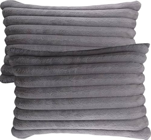 SWJ-swjssb Kissenbezug 50x70 (2er Set Kissenbezüge) Rechteckige, Pillow Cases Grau Beige Kissenhülle Plüsch Samt Zierkissenbezug Dekokissen Überzug Sofakissen Kopfkissenbezug(Gray)