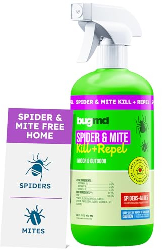 BugMD Pet Safe Spider Repellent Indoor & Outdoor Spray | Natural Spider & Mite Killer with Peppermint Oil to Create a Pest-Free Home - 16oz