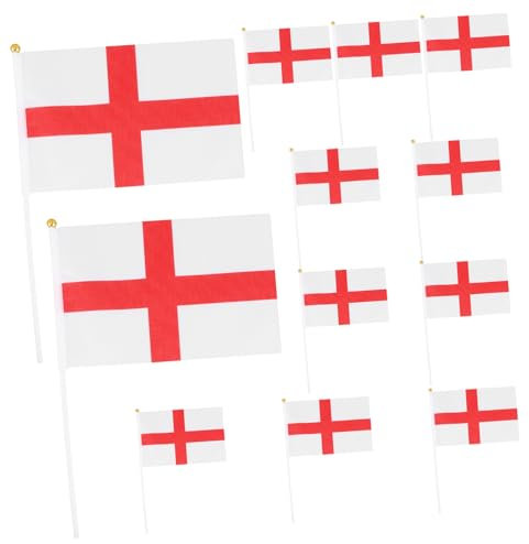 KICHOUSE 12Pcs Handheld England Flags Stick Uk National Flags for Sporting Events Football Matches and Celebrations Decorative Patriotic Accessories for Parties