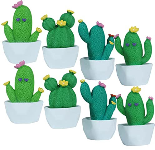 HEMOTON 8 Statuette di Cactus in Resina, Decorazioni per Auto e Casa, Mini Ornamenti da Tavolo, 8 Pezzi, Stile Creativo