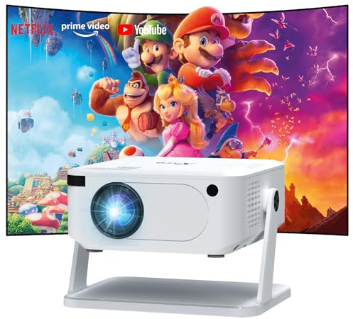 Xnano Mini Projector with WiFi and Bluetooth, Portable Projector 4K 1080P HD Supported, Auto Vertical Keystone Smart Projector, Home Theater Outdoor Movie Projector (White)