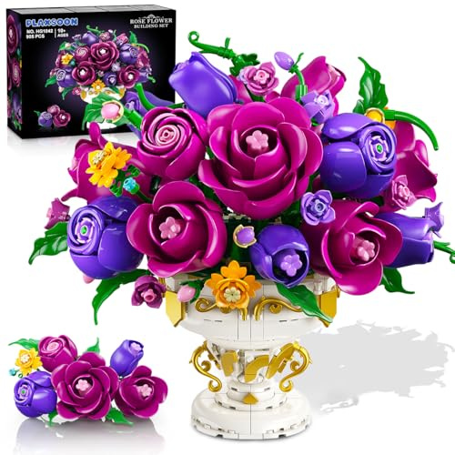 PLAXSOON Ensemble de Blocs de Construction de Fleurs et Roses pour Adultes, Set de Jouets Botaniques en Klemmbausteine, 905 Pièces Collection Bonsaï Ensemble de Blocs de Construction pour Plantes
