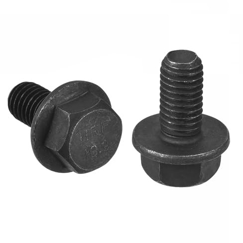 TA-VIGOR 10Pcs M8 x 16mm Hex Flange Bolts, 10.9 Grade Carbon Steel Hex Head Screws, Flanged Hexagon Bolts for Construction, Machine Tools, and DIY Projects Black