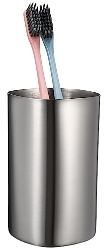 Healifty Taza De Acero Inoxidable para Cepillo De Dientes y Agua, Taza De Metal Plateada De Tamaño Estándar, Resistente y Fácil De Limpiar, Uso Doméstico para Hombres, Mujeres y Estudiantes