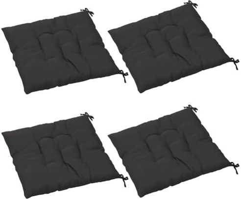 CEWROM Stuhlkissen 4er Set, 40x40cm Gefüllt Sitzkissen mit Bändern, Sitzkissens Sitzpolster Stuhl Sitzkissen Esszimmerstuhl Sitzauflage Stuhl für Indoor Outdoor Bürostuhl Sitzpolst (Schwarz)