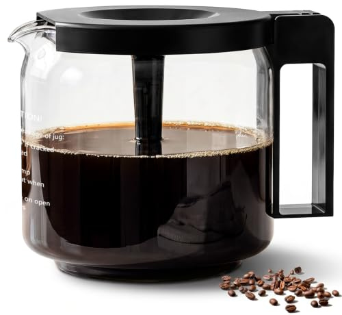 Replacement Glass Carafe for Technivorm Moccamaster 89830 KBG/KBGV/CDG, 1.25L/40oz 10-Cup Coffee Pot, Thicker Borosilicate Glass with Ergonomic Reinforced Handle & Anti-Drip Spout, BPA-Free