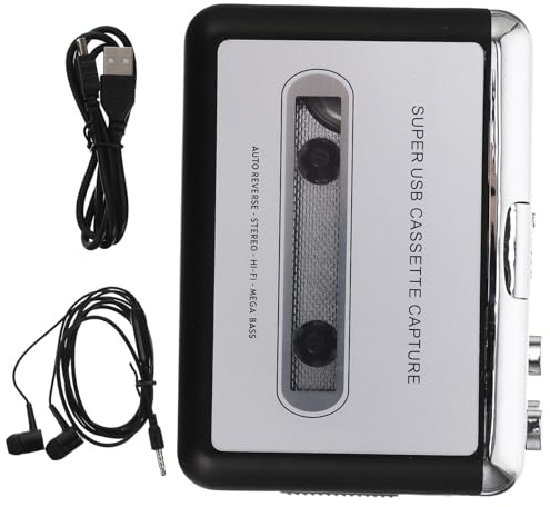 UTHCLO Convertidor de Casete USB Portátil Reproductor Cassette Compacto para Convertir Cinta Alta Fidelidad sin Batería Diseño Plug and Play Uso Personal y Digitalización Sencilla
