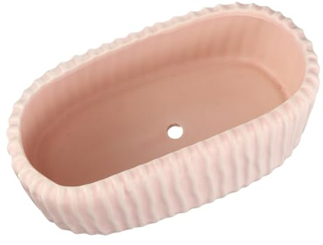 Kisangel Maceta de Cerámica Mate Rosa Nordic Estilo Ovalada para Suculentas Resistente y Decorativa para Interior y Jardín