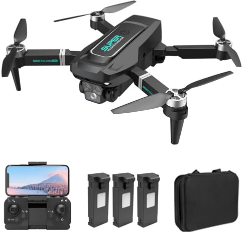 Aumotop Faltbarer Quadrocopter mit 8K-, Optische Flusspositionierung für Klare Bilder, Quadrocopter für Luftaufnahmen, Schwarz (Schwarz #-3)