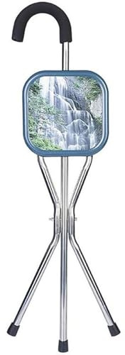 Sedile Pieghevole Canna Aiuto Stampella con Treppiede Bastone da Passeggio con Sedile Bastone Seggiolino Bastone for Sedile Antiscivolo Portatile per Disabili Anziani