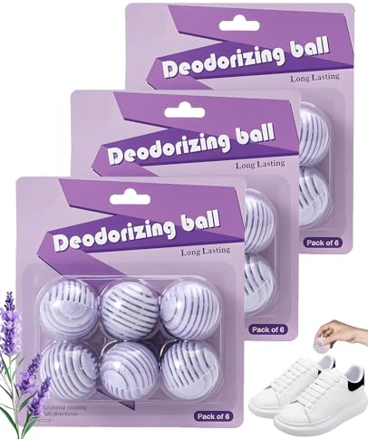 FunnAura 18 Pcs Sneaker Balls Shoe Fresheners, Reusable Lavender Scent Trainer Deodoriser Balls, Shoe Smell Balls Odor Eliminator