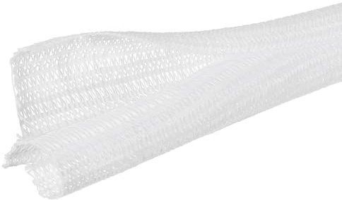 sourcing map 10ft - 1 Inch Expandable Braided Cable Sleeving, PET Cable Management Wire Sleeve Cord Protector, Wire Wrap Loom Tube for TV Computer Office Home Devices, White