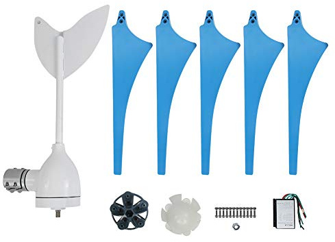 AKLOSIPY Kit Generatore Eolico con 5 Pale e Controller, Soluzione di Alimentazione da 400 W CC 24 V per un'illuminazione Stradale Efficiente
